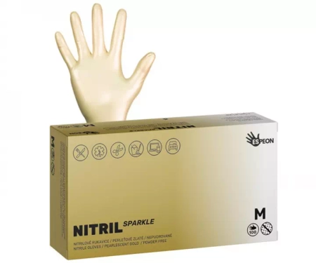 ESPEON RĘKAWICE NITRYL PERŁOWO ZŁOTE M 100SZT