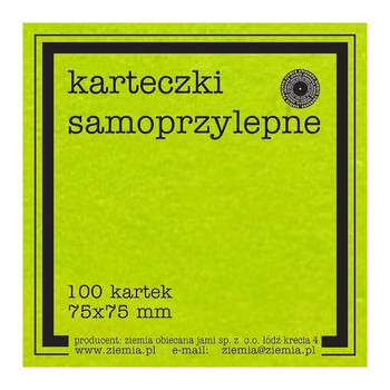 KARTECZKI SAMOPRZYLEPNE ZIELEŃ FLUO 75/75