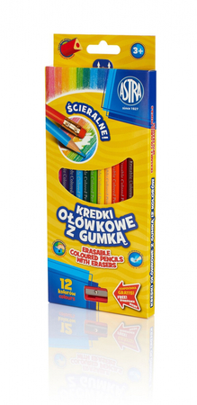 ASTRA KREDKI OŁÓWKOWE Z GUMKĄ 12KOL 312119001