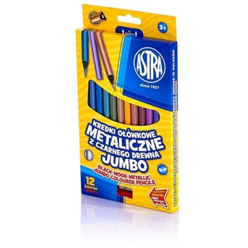 ASTRA KREDKI OŁÓWKOWE 12KOL TRÓJKĄTNE METAL JUMBO 114003
