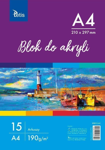 TETIS BLOK DO AKRYLI A4 190G 15ARK KB012-A4