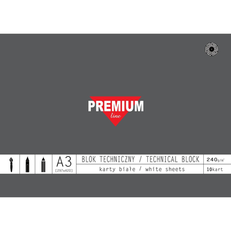 BLOK TECHNICZNY BIAŁY PREMIUM A3 240 ZIEMIA