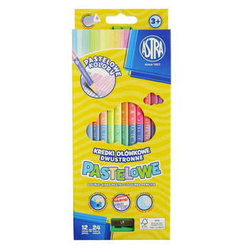 ASTRA KREDKI PASTELOWE OŁÓWKOWE DWUSTRONNE 12 SZTUK 24 KOL 312120003