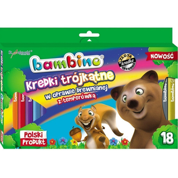 MAJ-KREDKI BAMBINO TÓJKĄTNE W OPRAWIE DREWNIANEJ 18KOL+TEMP.3233