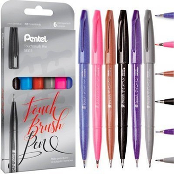 PENTEL PISAK BRUSH SIGNT PEN KPL. 6SZT SES15C-ST