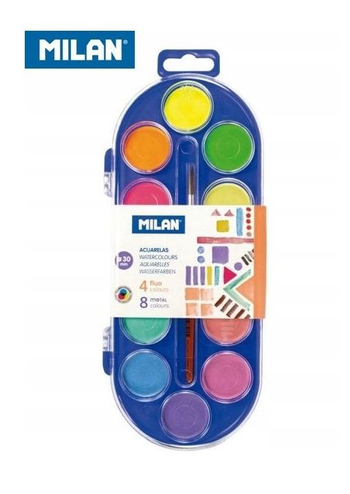 MILAN FARBY AKWARELOWE 12KOL 4FLUO+8MATL.0531512