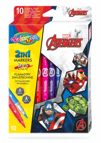 COLORINO FLAMASTRY DWUSTRONNE 10KOL. AVENGERS 91444PTR
