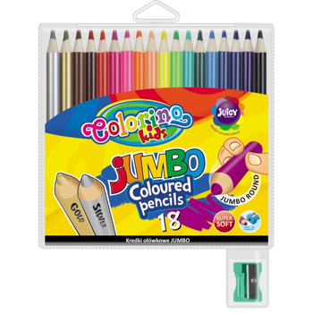 COLORINO KIDS KREDKI OŁOWKOWE OKRAGŁE JUMBO 18KOL ETUI + TEMPERÓWKA 33114PTR