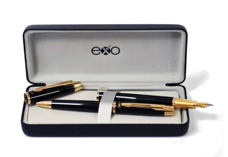 EXO ARIES DŁUGOPIS + PIÓRO CZARNY LAKIER ZŁOTY 1030.03GTFBBP