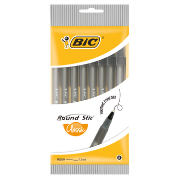 BIC DŁUG. ROUND STICK CZARNY 8SZT