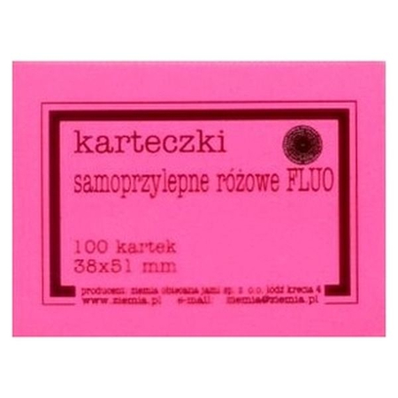 KARTECZKI SAMOPRZYLEPNE RÓŻOWE FLUO 50/75