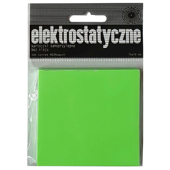 ZO KARTECZKI ELEKTROSTATYCZNE 75X75 100ARK NEON ZIELONE