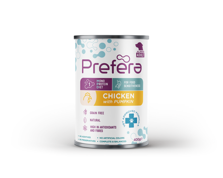 PREFERA MONO KURCZAK Z DYNIĄ PUSZKA DLA PSA 400G