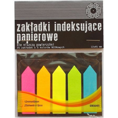 ZAKŁADKI INDEKSUJĄCE PAPIEROWE 5X12X45MM 25ARK.NEON