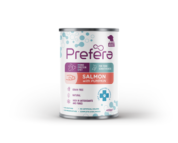 PREFERA MONO ŁOSOŚ Z DYNIĄ PUSZKA DLA PSA 400G