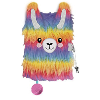 MAJEWSKI PAMIĘTNIK Z KŁÓDKĄ 3D WŁOCHACZ A5 96K MY LITTLE FRIEND rainbow alpaca 657740