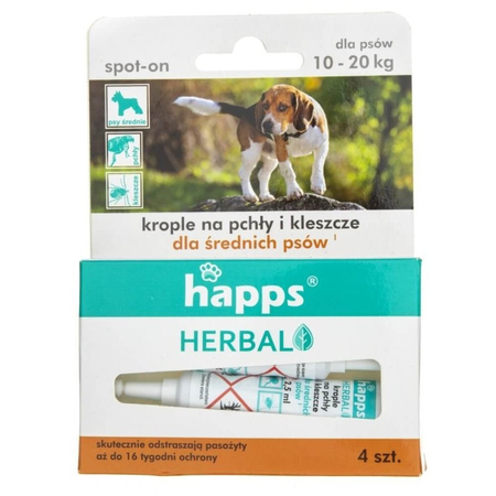 HAPPS HERBAL KROPLE P/PCHŁOM I KLESZCZOM 10-20KG