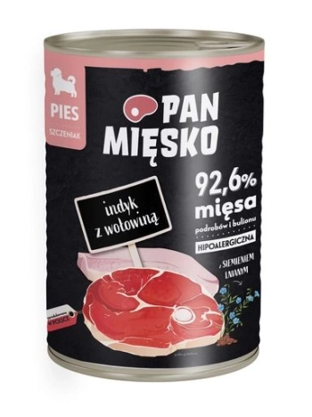 PAN MIĘSKO JUNIOR KARMA MOKRA DLA PSA INDYK WOŁOWINA 400G