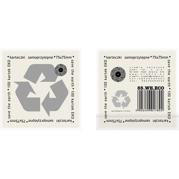 ZO ECO KARTECZKI SAMOPRZYLEPNE 100 KARTEK 75X75 MM EKO BIAŁE