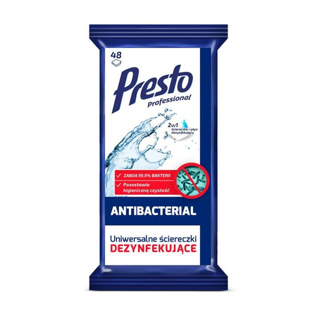 PRESTO ŚCIERECZKI DEZYNFEKUJĄCE 48SZT.