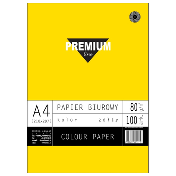 PAPIER BIUROWY PREMIUM A4 80G 100ARK ŻÓŁTY 6814-Y-80