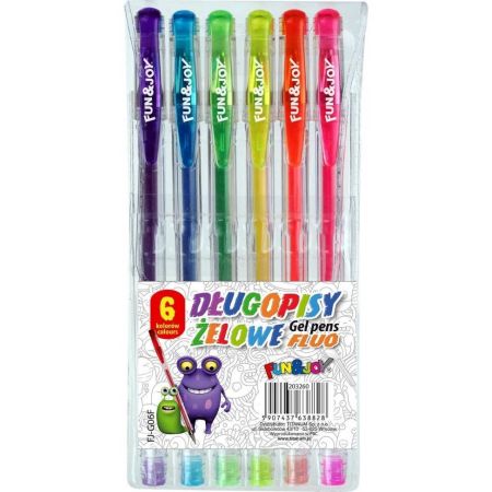 TITANUM DŁUGOPISY ŻELOWE FLUO 6KOL 203260