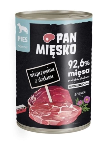 PAN MIĘSKO Wieprzowina z dzikiem dla psa 400g