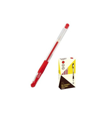 DŁUGOPIS ŻEL GR-101 CZERWONY 12SZT 160-1026