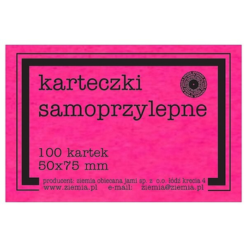 KARTECZKI SAMOPRZYLEPNE RÓŻOWE FLUO 50/75