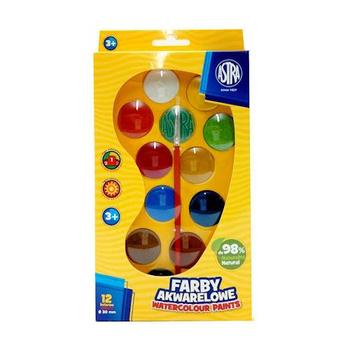ASTRA FARBY AKWARELOWE 12 KOL FI 30 MM PALETKA 3213100000