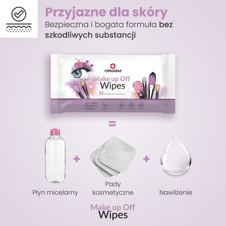 OPHARM CHUSTECZKI DO DEMAKIJAŻU MAKE UP OFF WIPES 24SZT