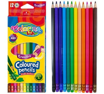 colorino kredki ołówkowe hex wymazywalne z gumką 87492