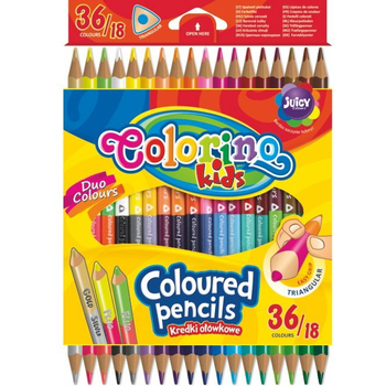 COLORINO KIDS KREDKI OŁÓWKOWE TRÓJKATNE DWUKOLOROWE 18 SZT 68512PTR
