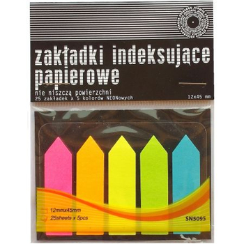 ZAKŁADKI INDEKSUJĄCE PAPIEROWE 5X12X45MM 25ARK.NEON