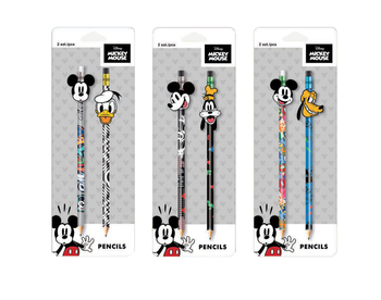 DISNEY FASHION OŁÓWKI Z GUMOWĄ NAKŁADKĄ 2 SZT BISTER MICKEY MOUSE 16494