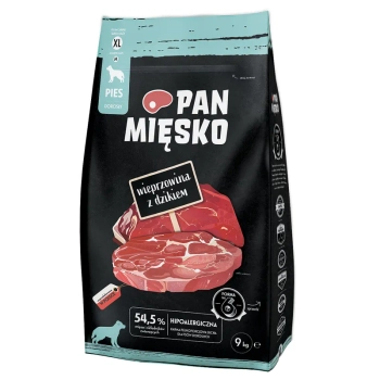 PAN MIĘSKO Wieprzowina z Dzikiem dla psa XL 9kg