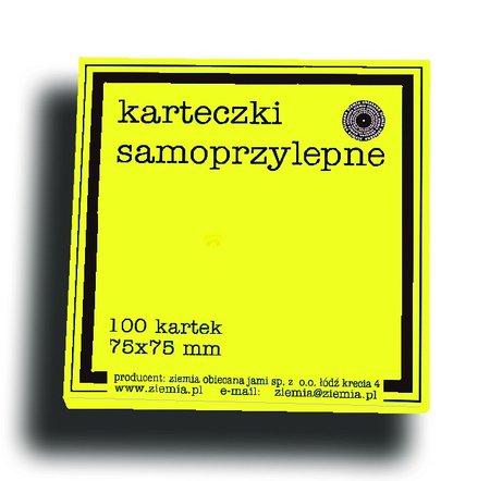 KARTECZKI SAMOPRZYLEPNE ŻÓŁTE FLUO 75/75