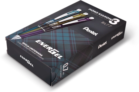 PENTEL PIÓRO KULKOWE ENERGEL 3 SZTUKI + 3 WKŁADY BL77A2-ST3KSVPL