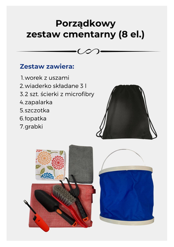 ZESTAW PRZYBORÓW PODRĘCZNYCH NA CMENTARZ
