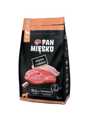 PAN MIĘSKO Cielęcina z Indykiem dla psa XS 3kg