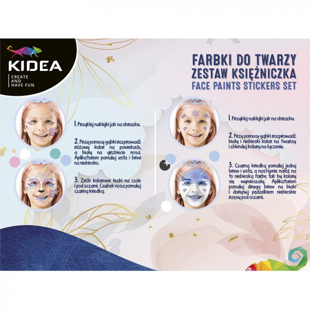 KIDEA FARBY DO TWARZY ZESTAW Z NAKLEJKAMI KSIĘŻNICZKA 091980