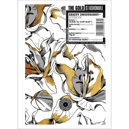 ZESZYT A5 60K LINIA Z BROKATEM FLOWERS GOLD