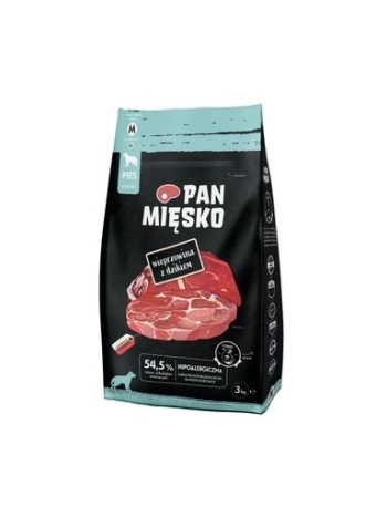 PAN MIĘSKO KARMA DLA PSA WIEPRZOWINA Z DZIKIEM M 3KG