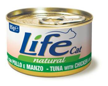 LIFE CAT PUSZ 85G TUŃCZYK+KURCZAK I WOŁOWINA