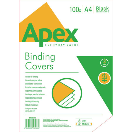 APEX OKŁ.DO BIND A4 LEATHER CZARNA 100SZT 6501001