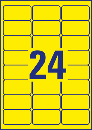 AVERY Etykiety usuwalne kolorowe; A4, 20 ark./op., 63,5 x 33,9 mm, żółte L6035-20