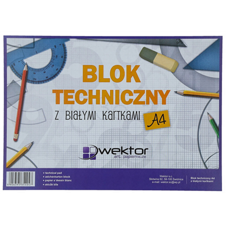 BLOK TECHNICZNY A4 BIAŁY 047