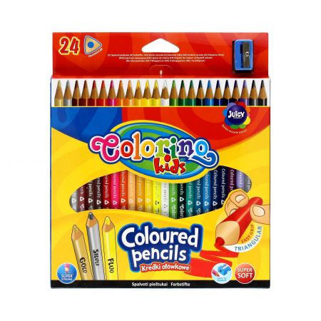 COLORINO KIDS KREDK KREDKI OŁÓWKOWE TRÓJKARNE 24KOL + TEMPERÓWKA 57462PTR