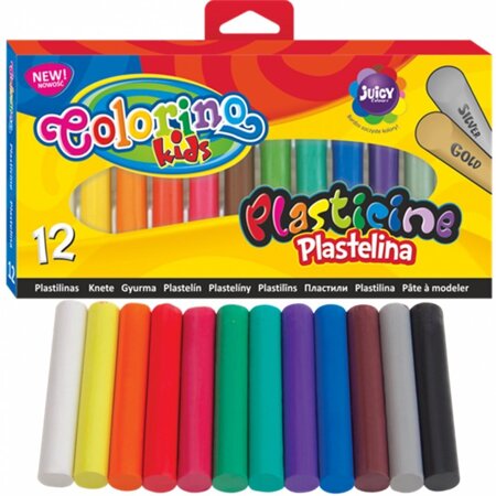 COLORINO KIDS PLASTELINA 12 KOL ZŁOTA + SREBRNA