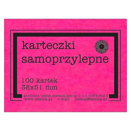 KARTECZKI SAMOPRZYLEPNE RÓŻOWE FLUO 38/51